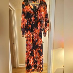 New Floral Overlay 2 piece Dress